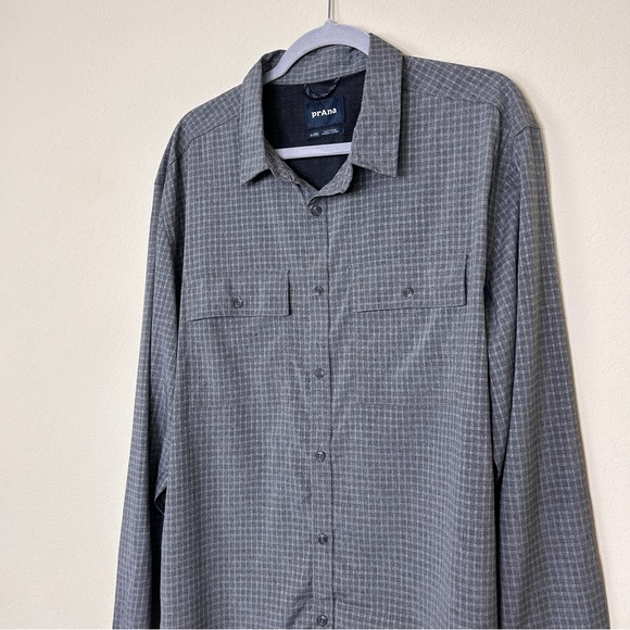 Prana Garvan Long Sleeve Shirt Gray Men's Size XL Outdoor Active # M21212643 - Picture 2 of 12